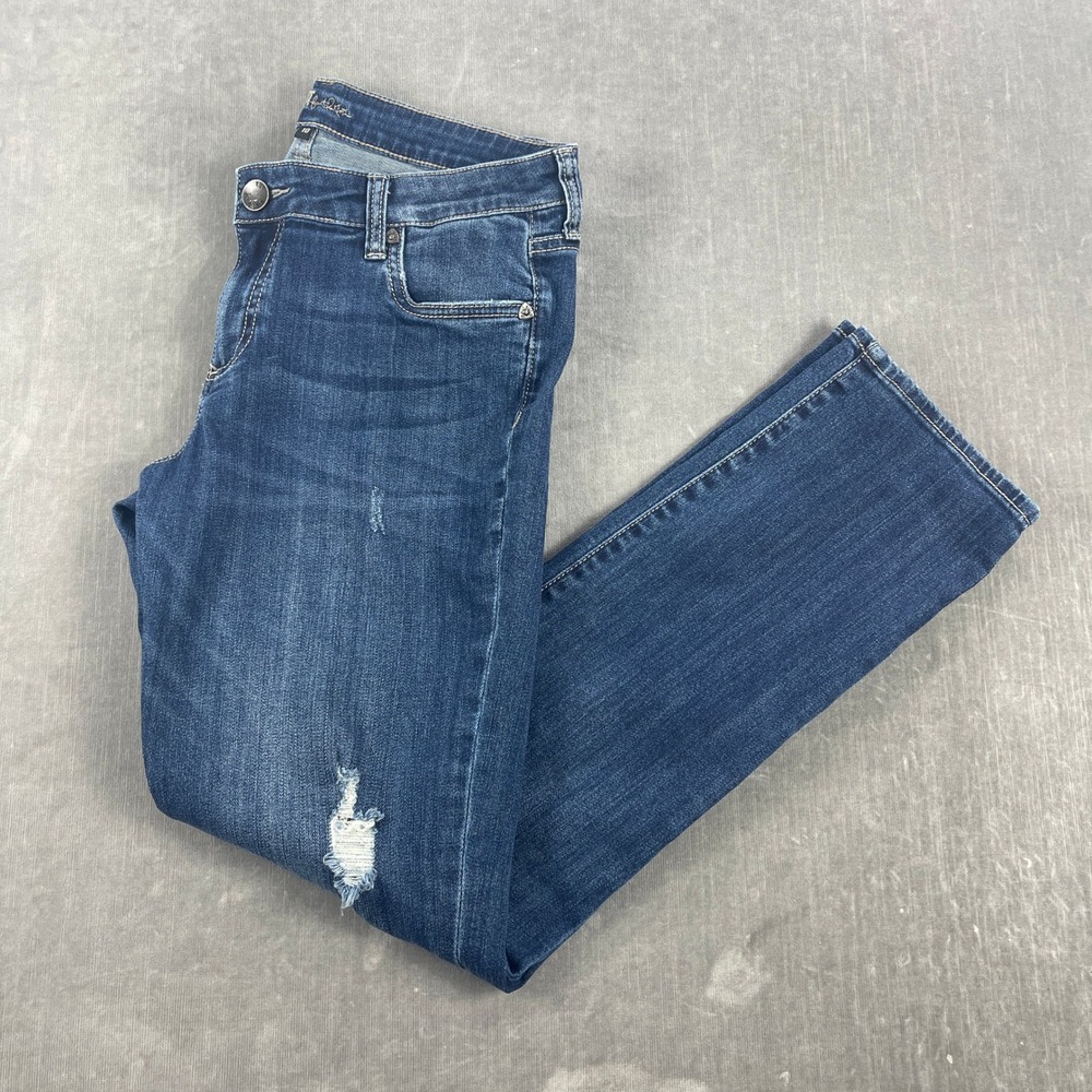 Kut from the‎ Kloth Women 10 Blue Boyfriend Jeans Distressed Denim